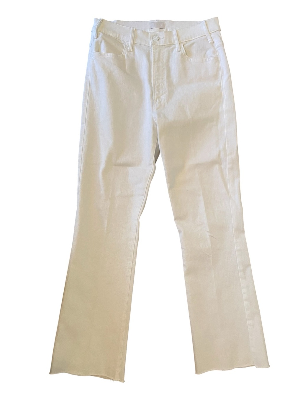 MOTHER White High-Rise Cut-off Jeans Size 29 The Hustler ankle fray boho chic